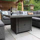 Paris 120cm Fire Pit Dine or Lounge Rattan Set With Bench from Roseland Furniture