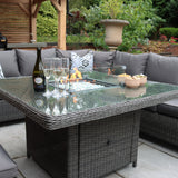 Paris 120cm Fire Pit Dine or Lounge Rattan Set With Bench from Roseland Furniture