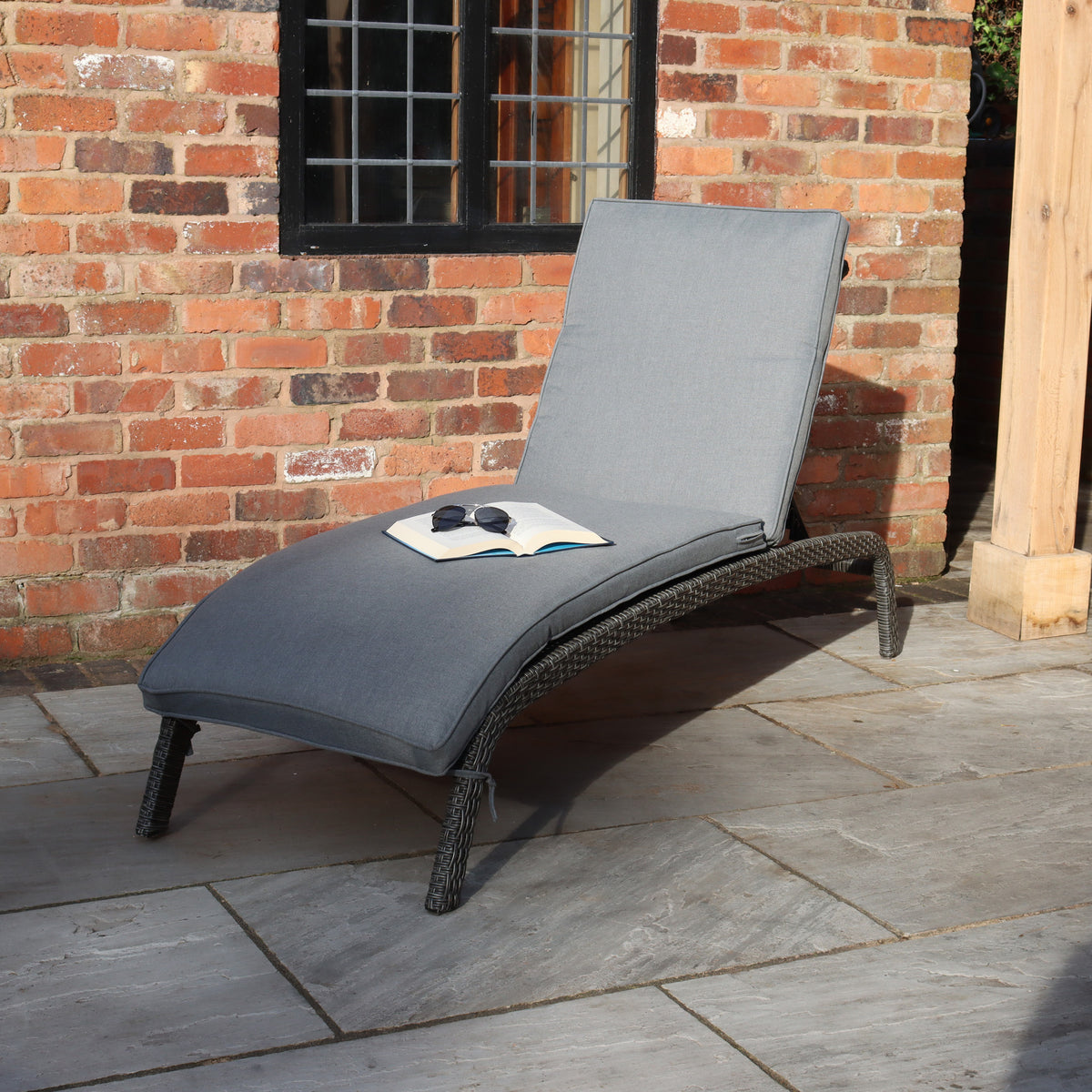 Paris Rattan Sunlounger with Multi Position Backrest and Cushion from Roseland Furniture