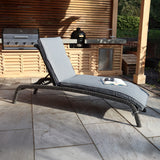 Paris Rattan Sunlounger with Multi Position Backrest and Cushion from Roseland Furniture