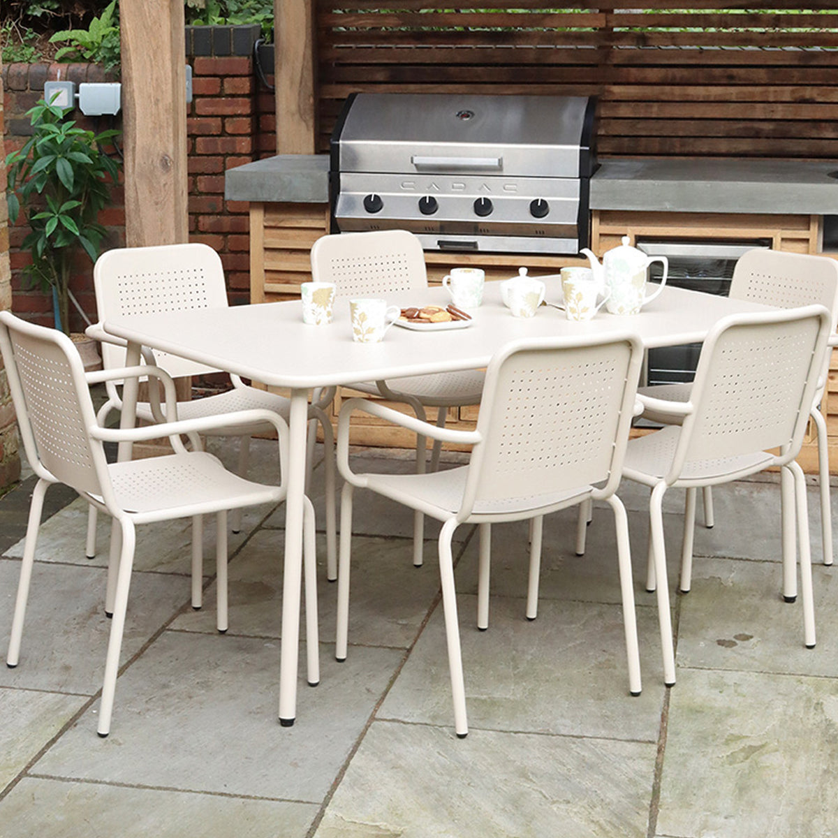 Porto Champagne 6 Seater Round Dining Set from Roseland Furniture