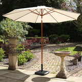 3m Parasol Wood look Aluminium Parasol Ivory from Roseland Furniture