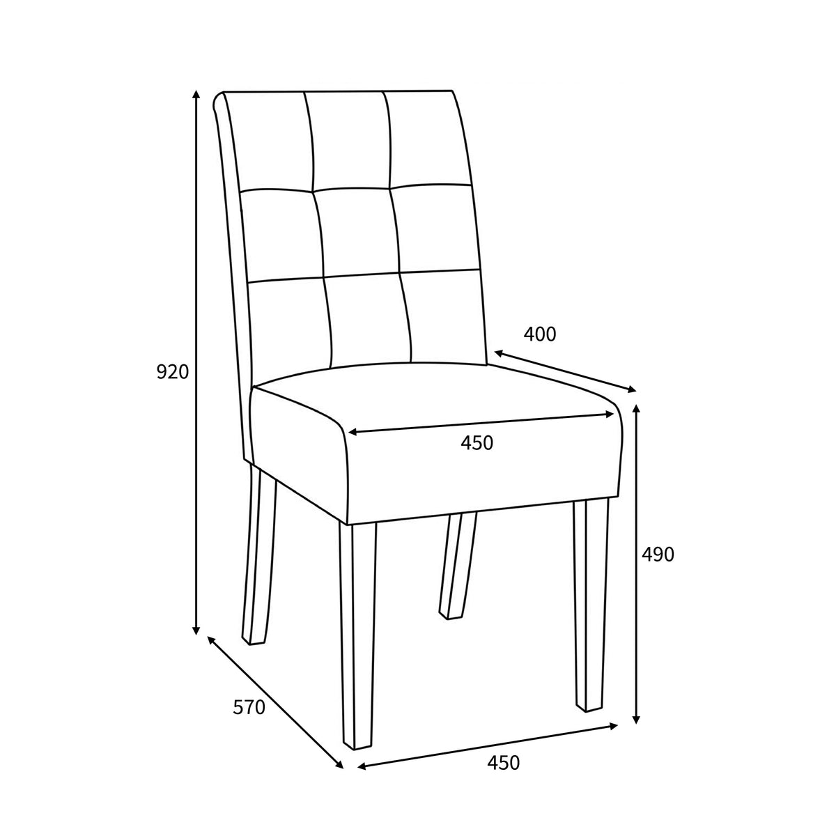 Pryder Faux Linen Dining Chair dimensions