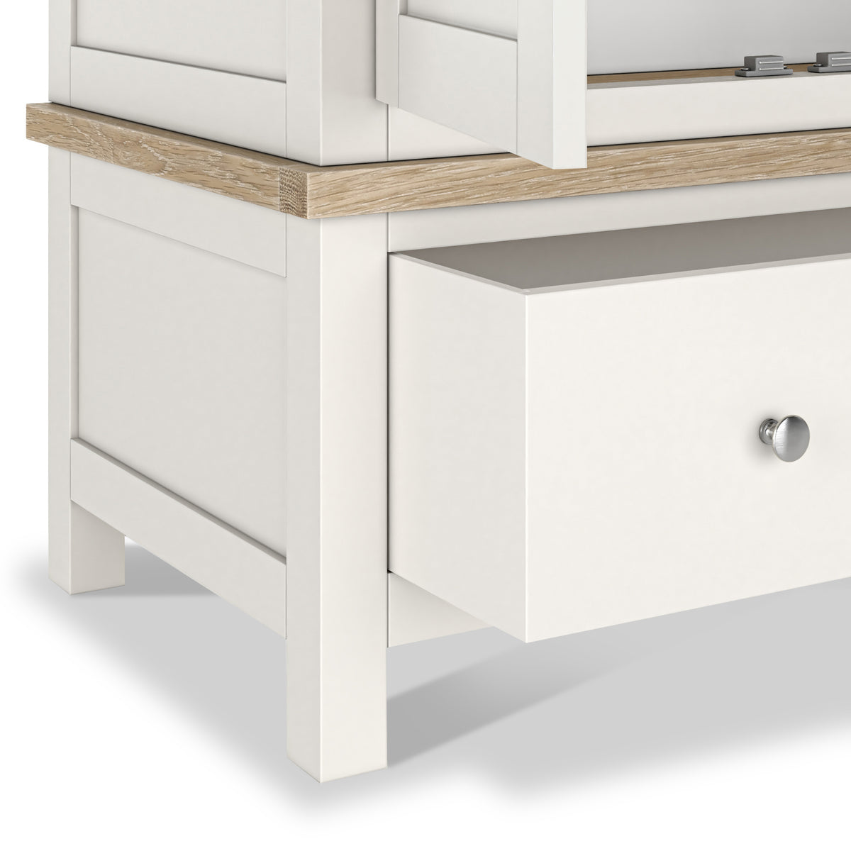 Farrow Coconut White Double Wardrobe with Drawers and metal handles from Roseland Furniture