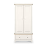 Farrow Coconut White Double Wardrobe with Drawers and metal handles from Roseland Furniture