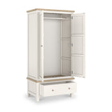 Farrow Coconut White Double Wardrobe with Drawers and metal handles from Roseland Furniture