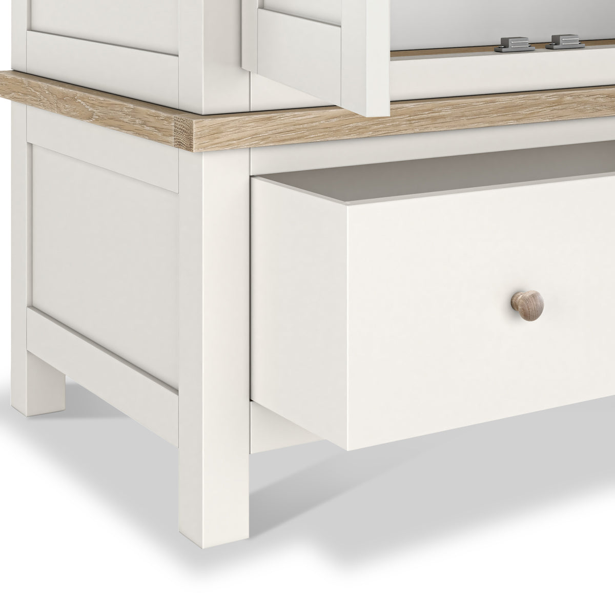 Farrow Coconut White Double Wardrobe with Drawers and wooden handles from Roseland Furniture