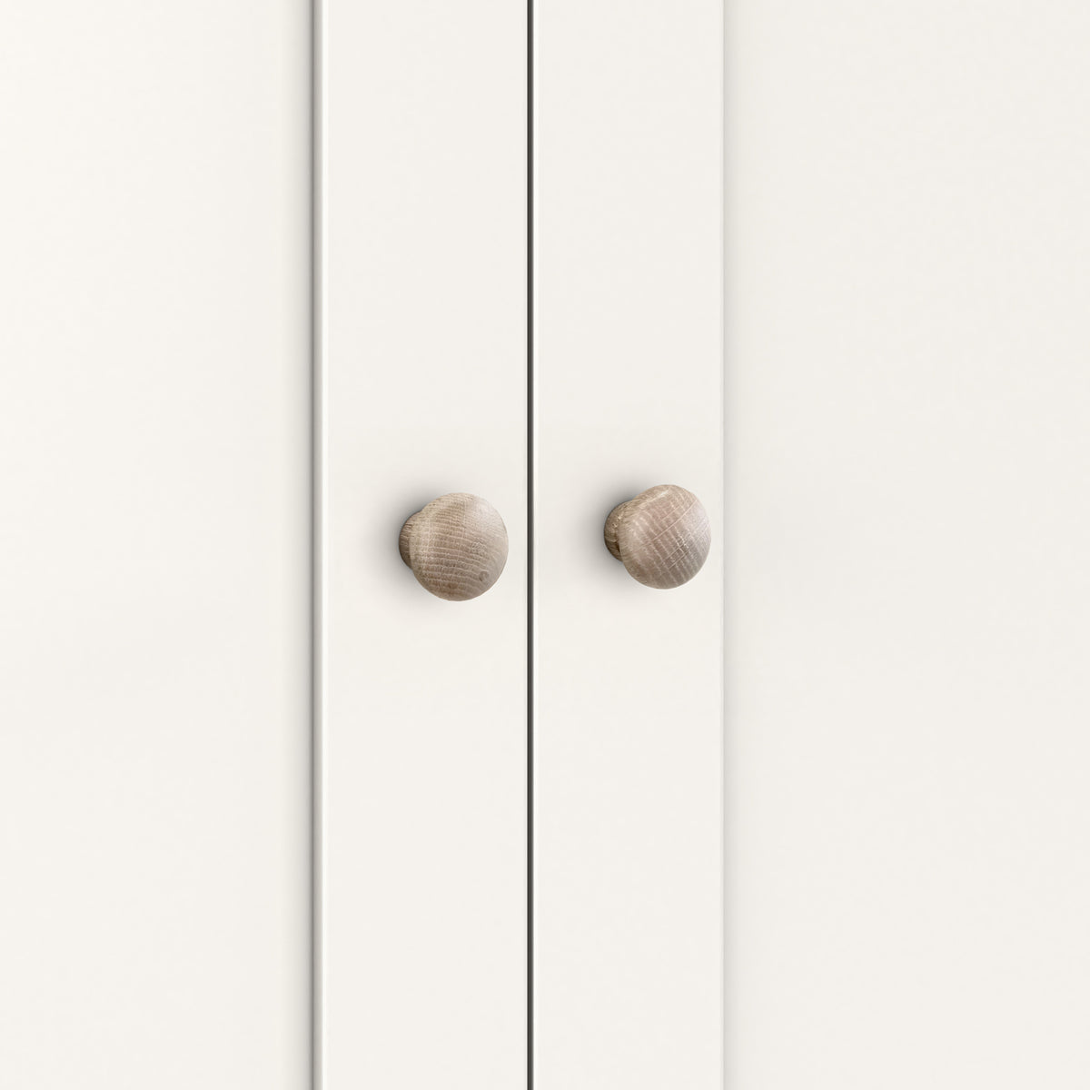 Farrow Coconut White Double Wardrobe with Drawers and wooden handles from Roseland Furniture
