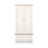 Farrow Coconut White Double Wardrobe with Drawers and wooden handles from Roseland Furniture