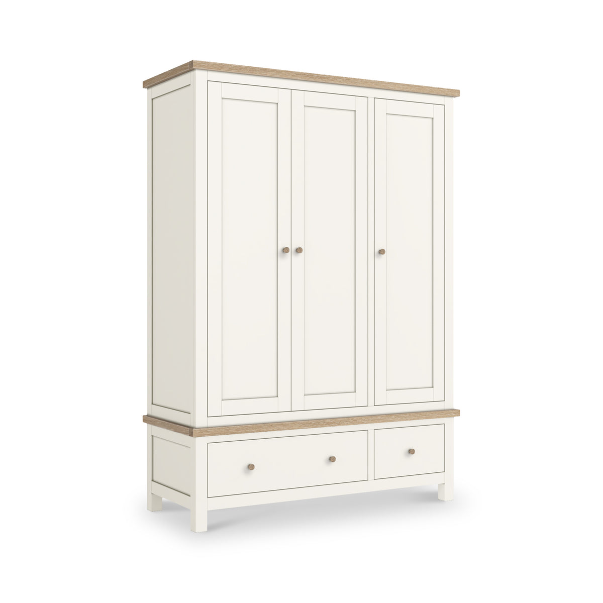 Farrow Triple Wardrobe with Drawers and wooden handles from Roseland Furniture