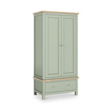 Farrow Sage Double Wardrobe with Drawers and metal handles from Roseland Furniture