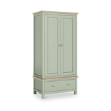 Farrow Sage Double Wardrobe with Drawers and wooden handles from Roseland Furniture