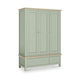 Farrow Sage Triple Wardrobe with Drawers and metal handles from Roseland Furniture