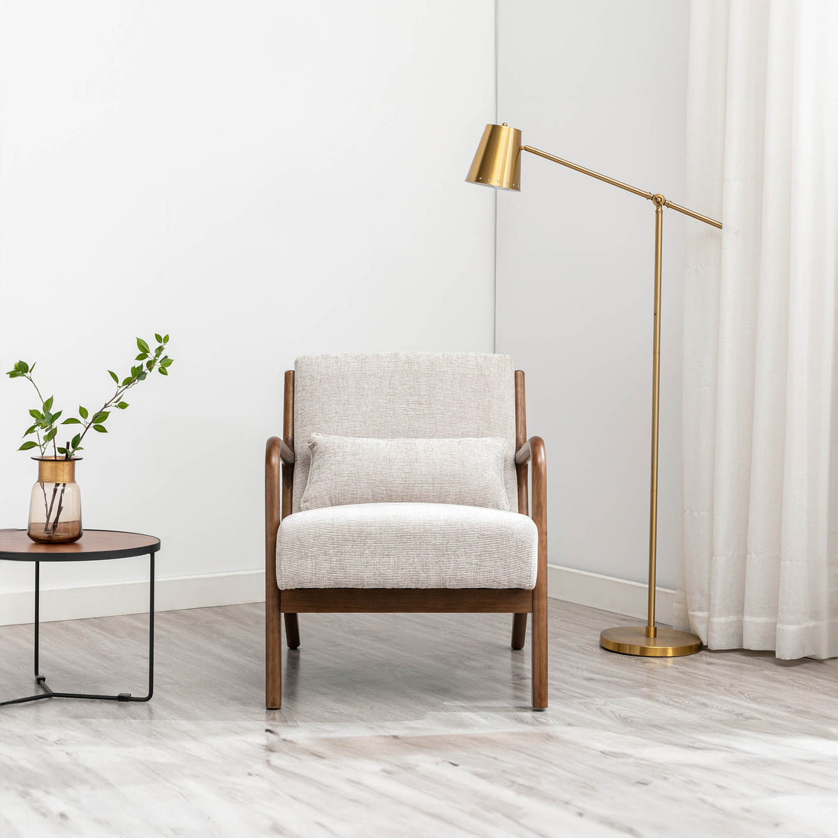 Khali Natural Upholstered Modern Vintage Armchair for living room