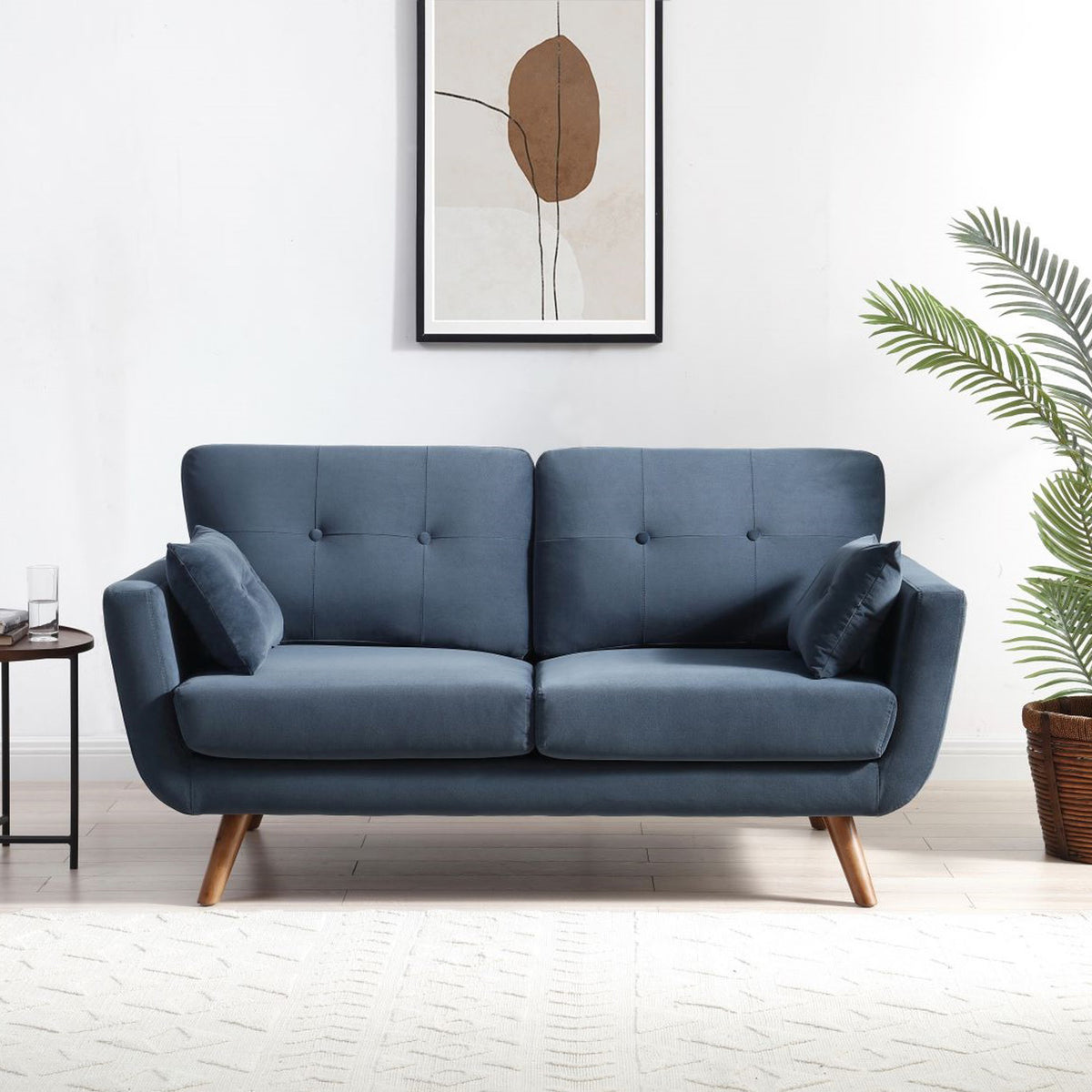 Trom Navy Velvet 2 Seater Sofa by Roseland Furniture