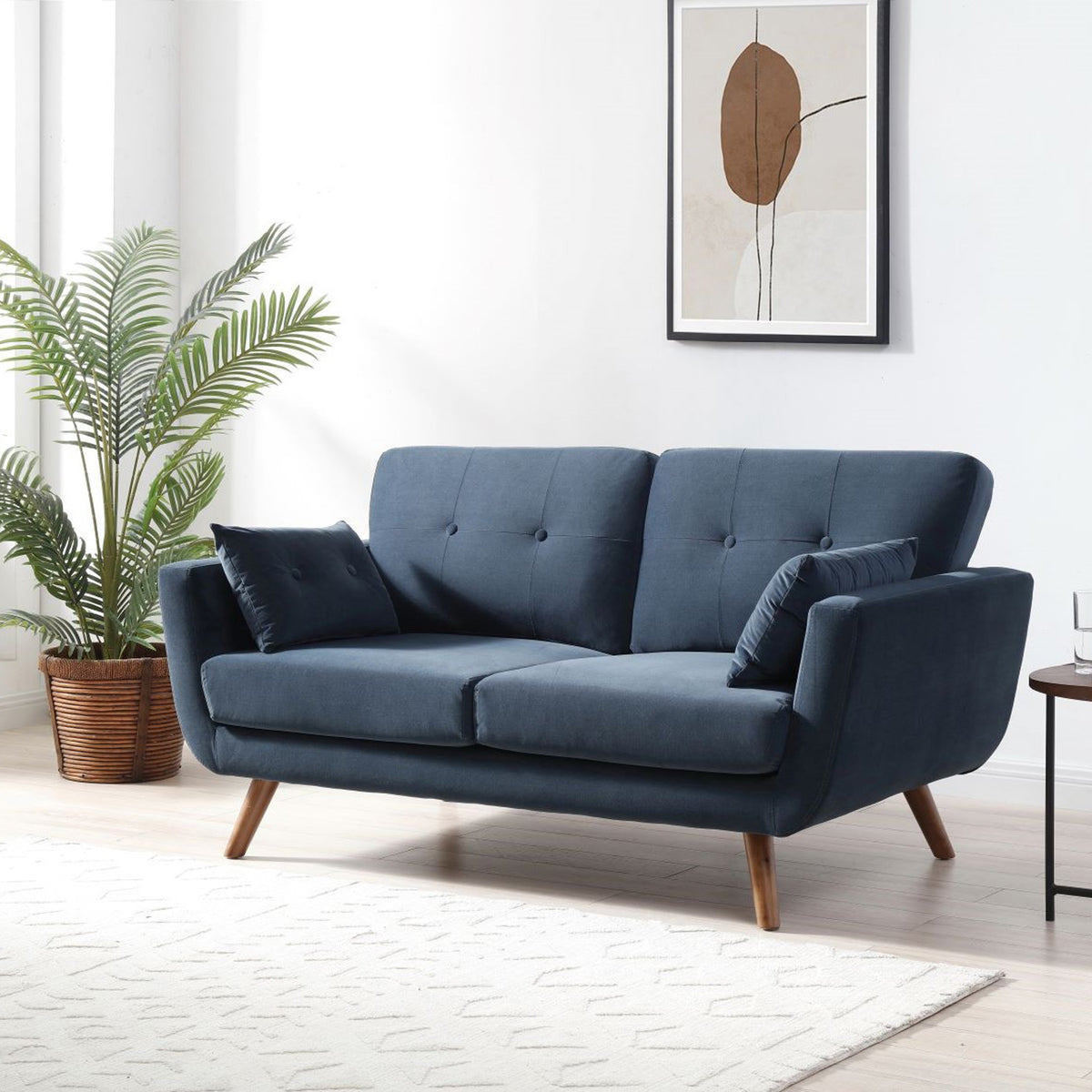 Trom Navy Velvet 2 Seater Sofa by Roseland Furniture