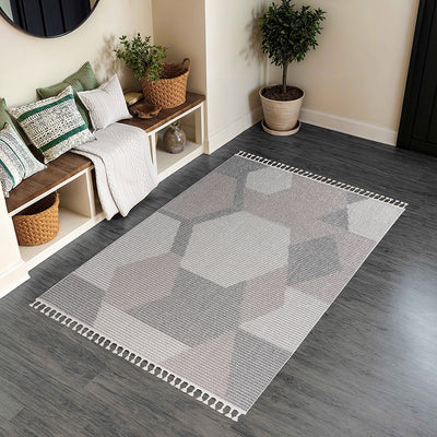 Vernell Flat and Loop Design Tassled Rug