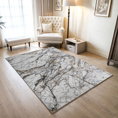 Auric Metallic Marble Effect Rug