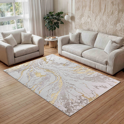 Auric Golden Marble Effect Rug