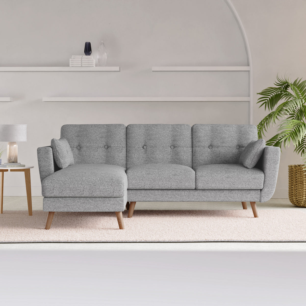 Trom Grey Linen Corner Sofabed by Roseland Furniture