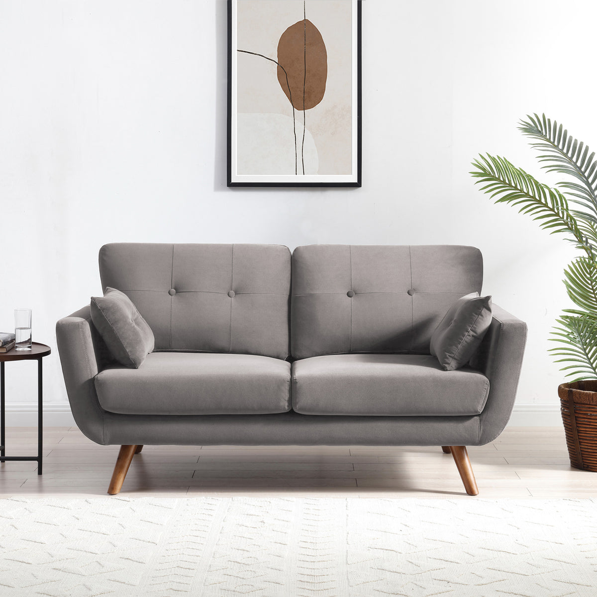 Trom Grey Velvet 2 Seater Sofa by Roseland Furniture