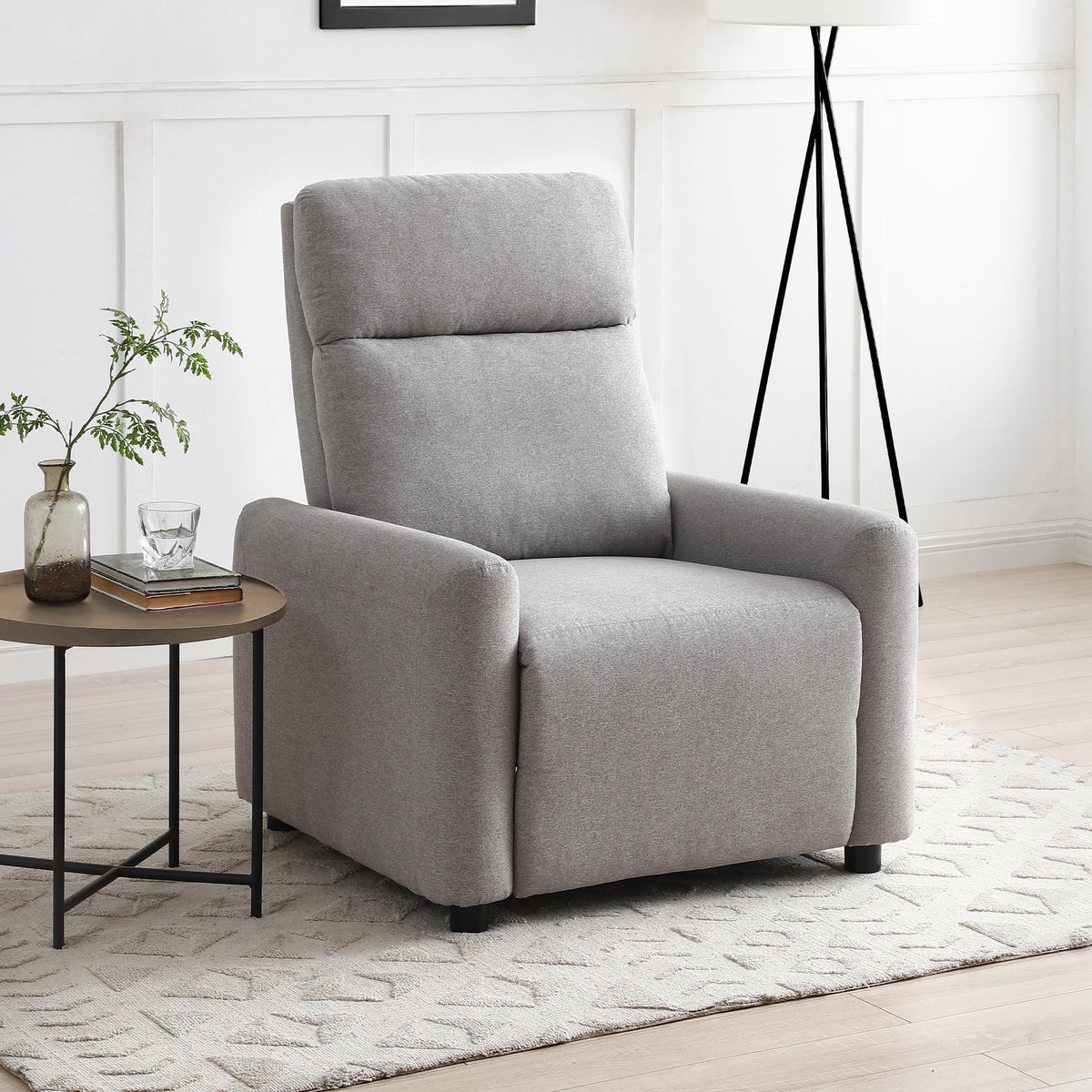 Fairford Grey Faux Wool Reclining Armchair for living room