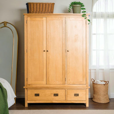 Surrey Oak Triple Wardrobe & Drawers