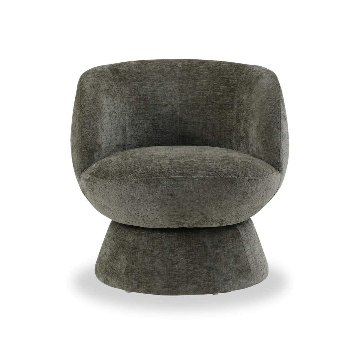 Kendal Woven Chenille Tulip Swivel Chair Olive from Roseland Furniture