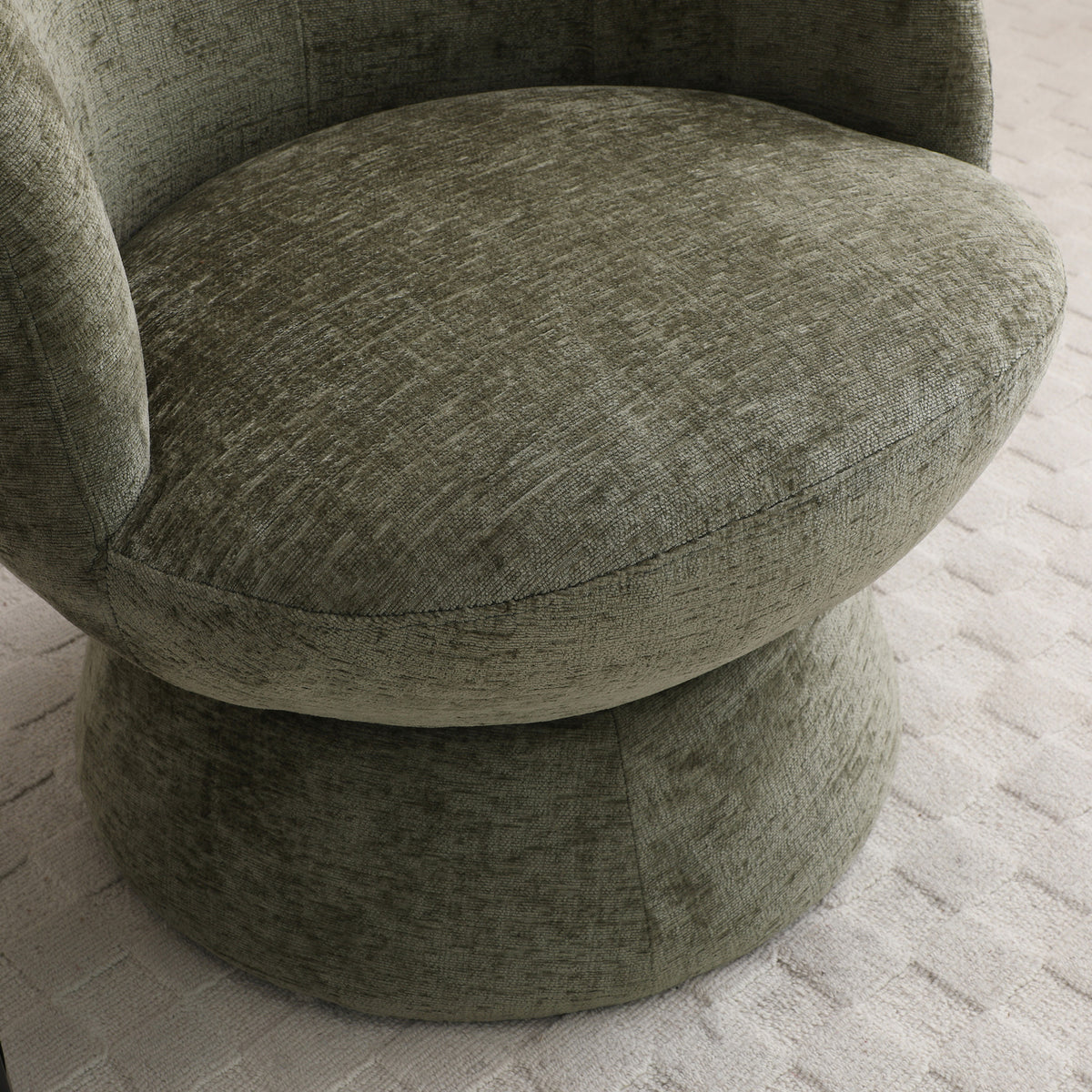 Kendal Woven Chenille Tulip Swivel Chair Olive from Roseland Furniture