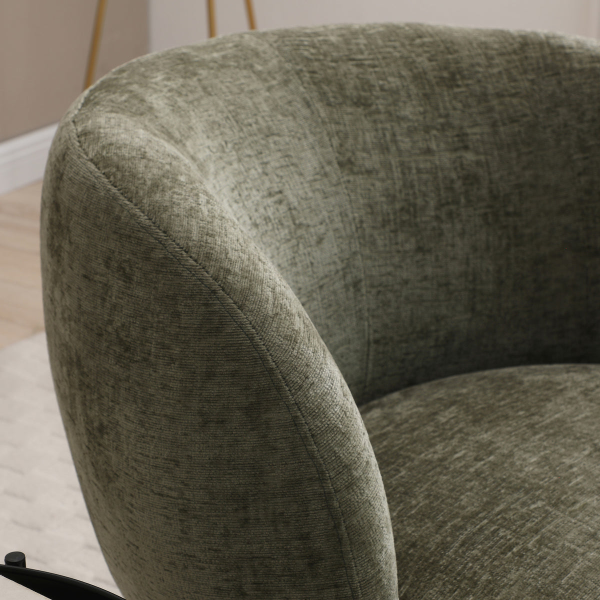 Kendal Woven Chenille Tulip Swivel Chair Olive from Roseland Furniture