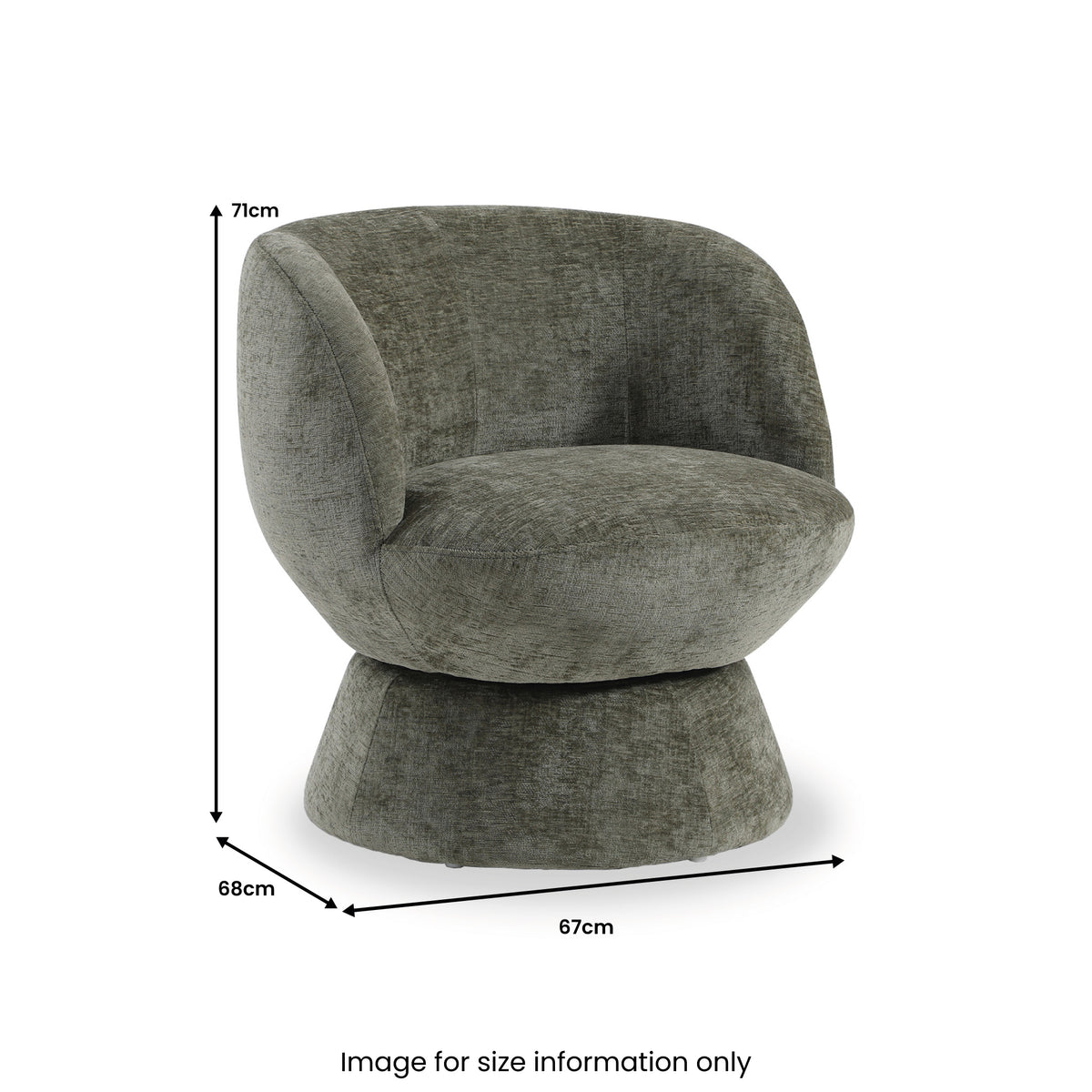 Kendal Woven Chenille Tulip Swivel Chair Olive from Roseland Furniture