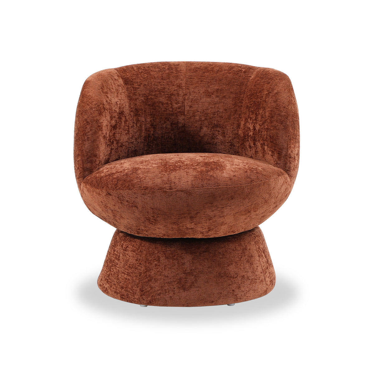 Kendal Woven Chenille Tulip Swivel Chair Terracotta from Roseland Furniture
