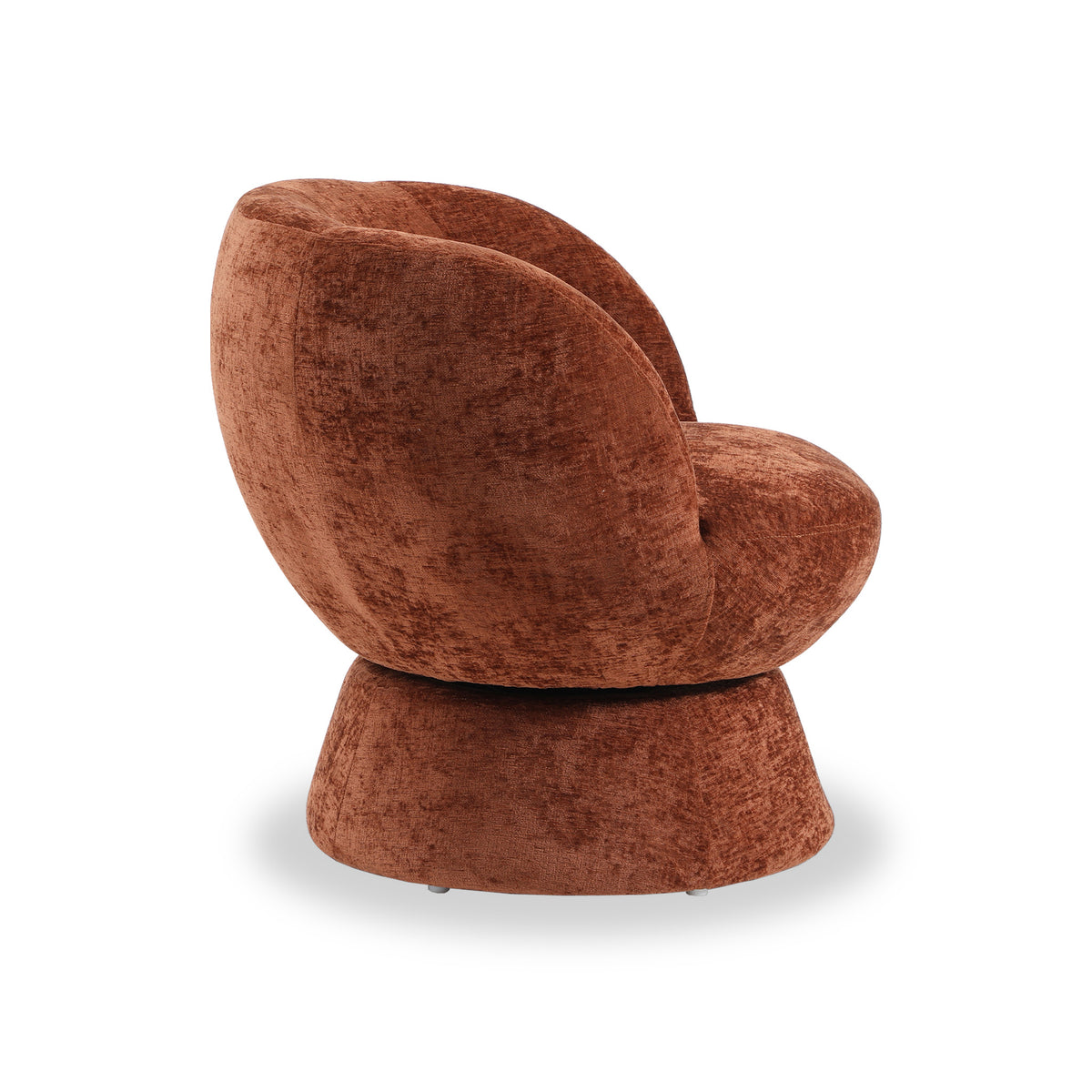 Kendal Woven Chenille Tulip Swivel Chair Terracotta from Roseland Furniture