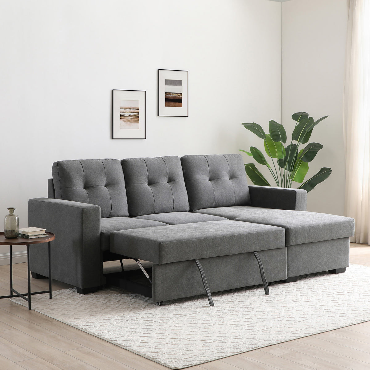 Winslet Button Back Chaise Sofabed Grey from Roseland Furniture