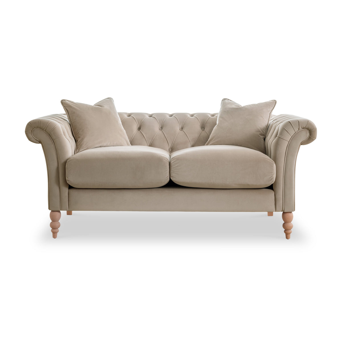 Balmoral Putty Velvet Chesterfield 2 Seater Sofa from Roseland Furniture