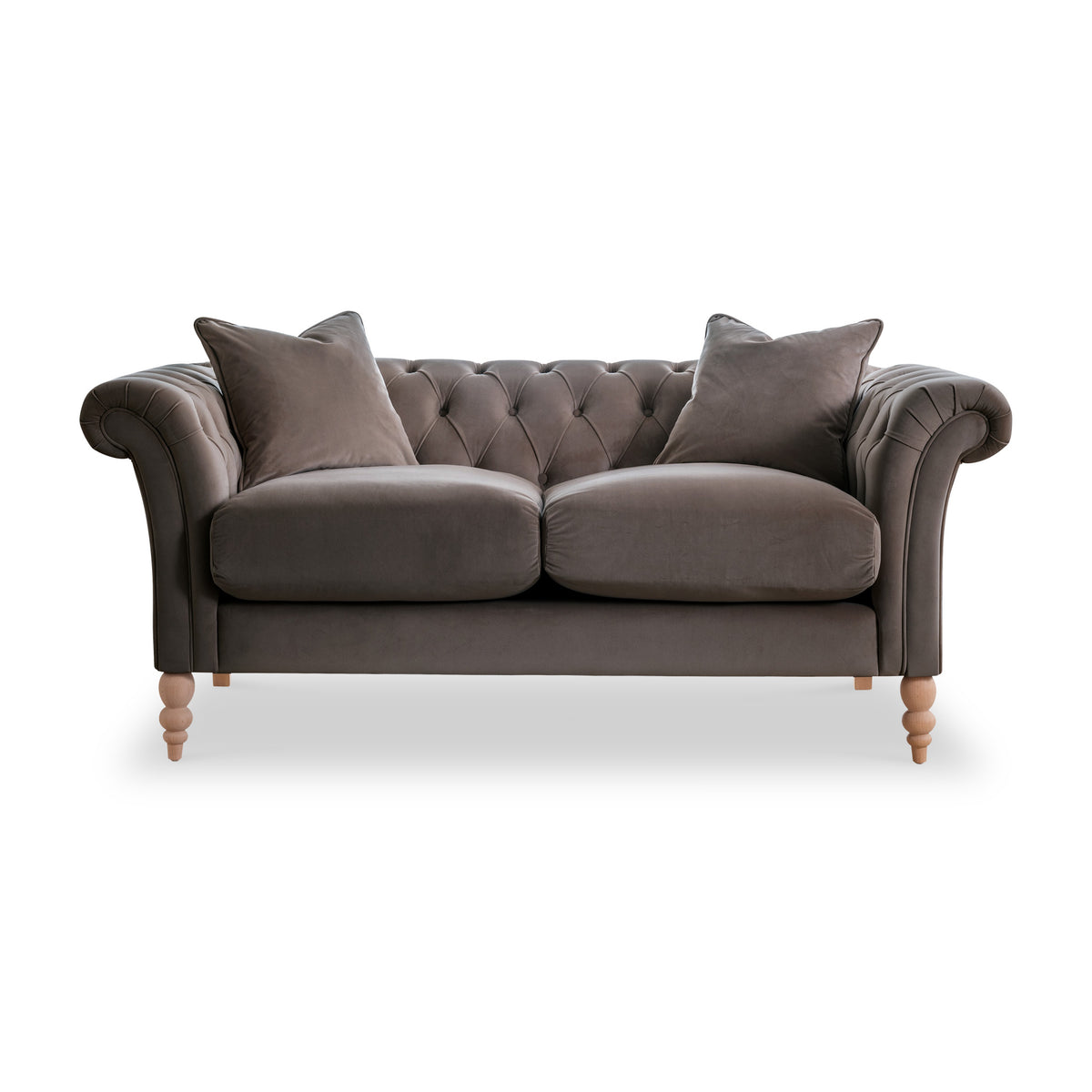 Balmoral Mushroom Velvet Chesterfield 2 Seater Sofa from Roseland Furniture