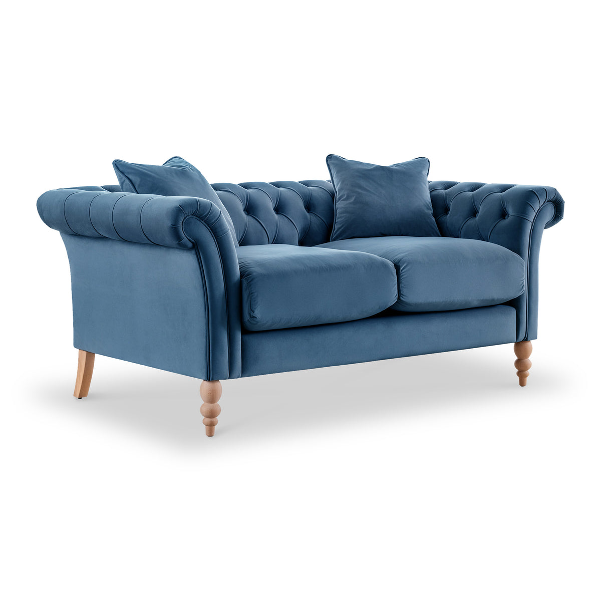 Balmoral Sky Blue Velvet Chesterfield 2 Seater Sofa