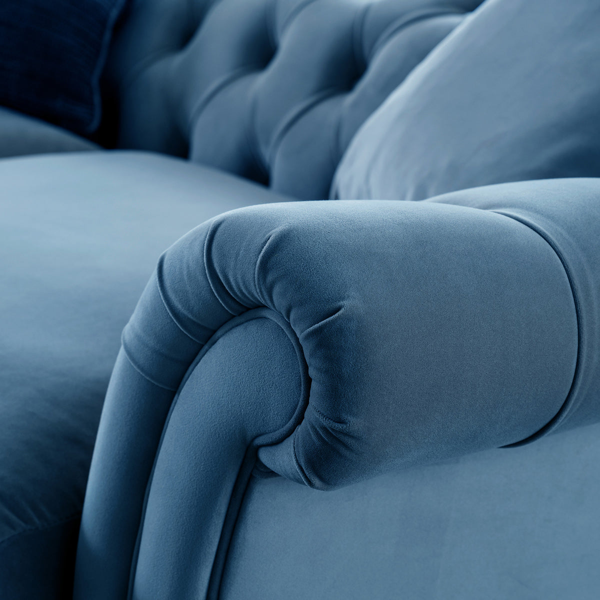 Balmoral Sky Blue Velvet Chesterfield 2 Seater Sofa