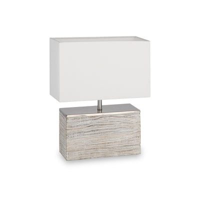 Hampton White Wash Wood Rectangular Table Lamp