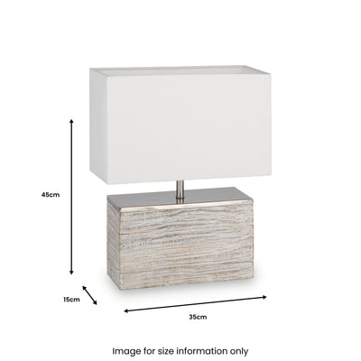 Hampton White Wash Wood Rectangular Table Lamp