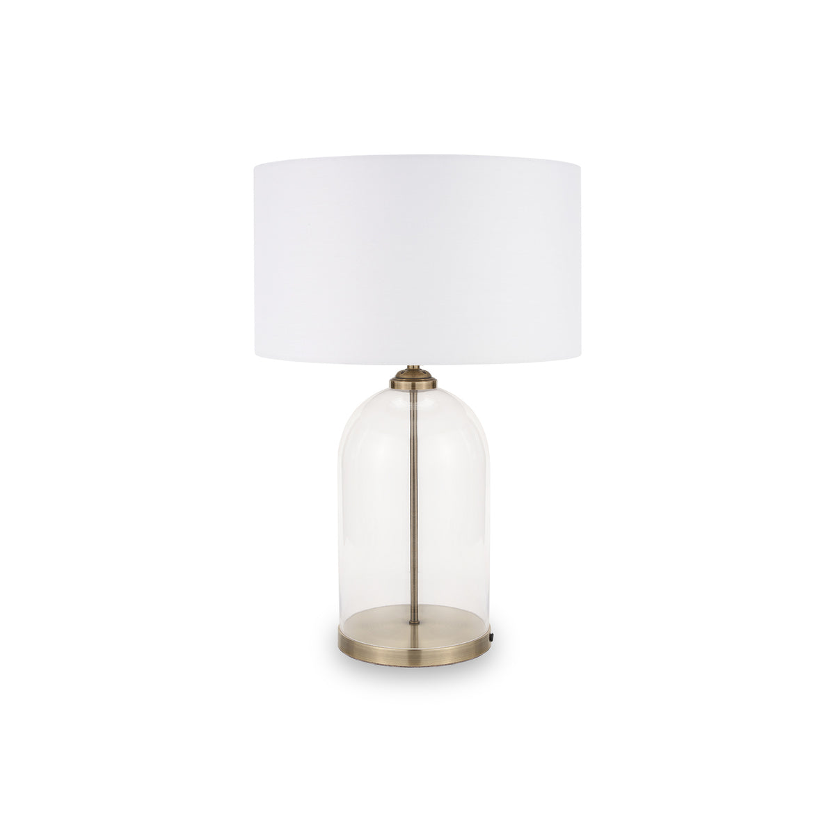Cloche Clear Glass and Antique Brass Table Lamp from Roseland Furniture