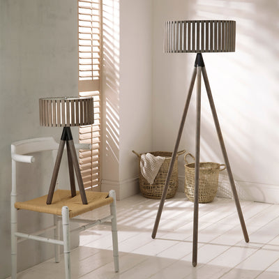 Rabanne Slatted Antique Wood Tripod Table Lamp