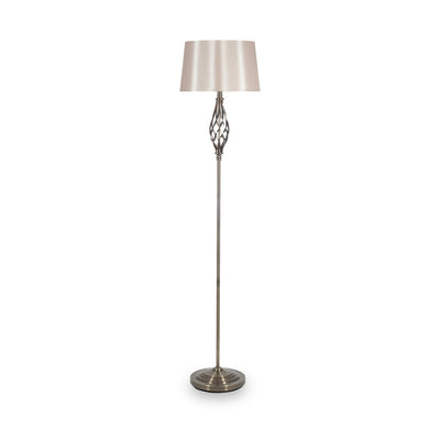 Jenna Antique Brass Metal Twist Detail Floor Lamp