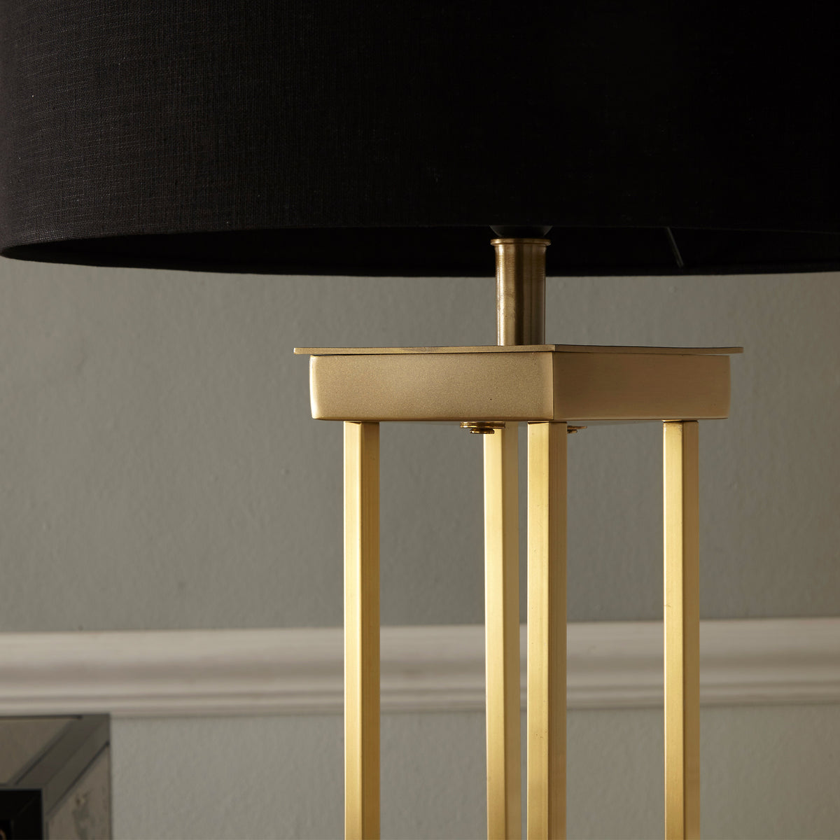 Langston Satin Brass Metal 4 Post Floor Lamp for living room