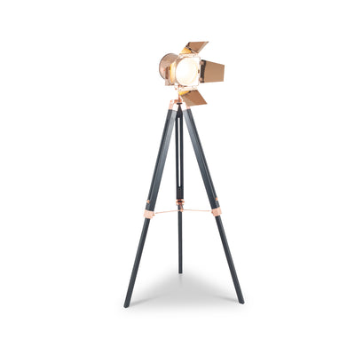 Hereford Copper and Black Tripod Film Floor Lamp