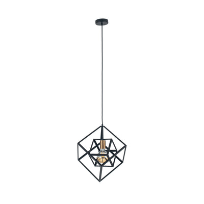 Alessio Matt Black Metal Cube Pendant