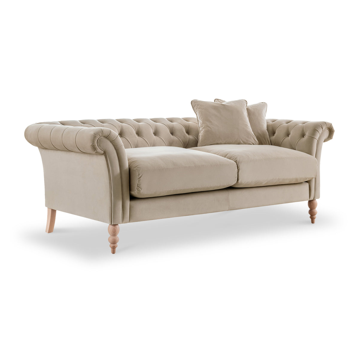 Balmoral Putty Velvet Chesterfield 3 Seater Sofa