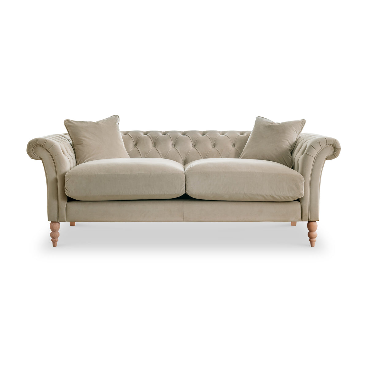 Balmoral Putty Velvet Chesterfield 3 Seater Sofa from Roseland Furniture
