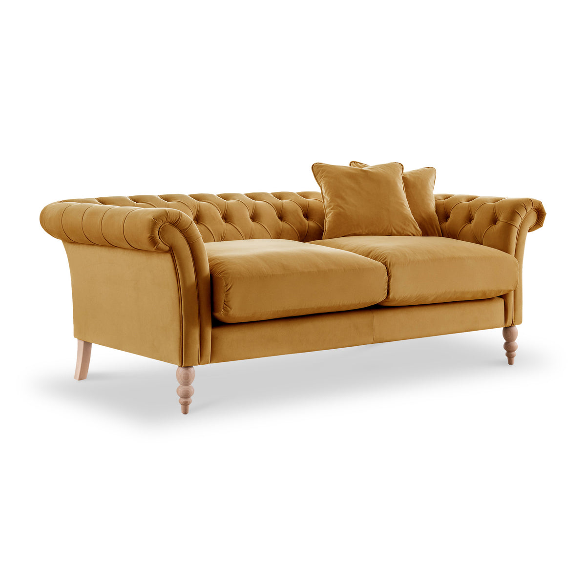 Balmoral Ochre Velvet Chesterfield 3 Seater Sofa