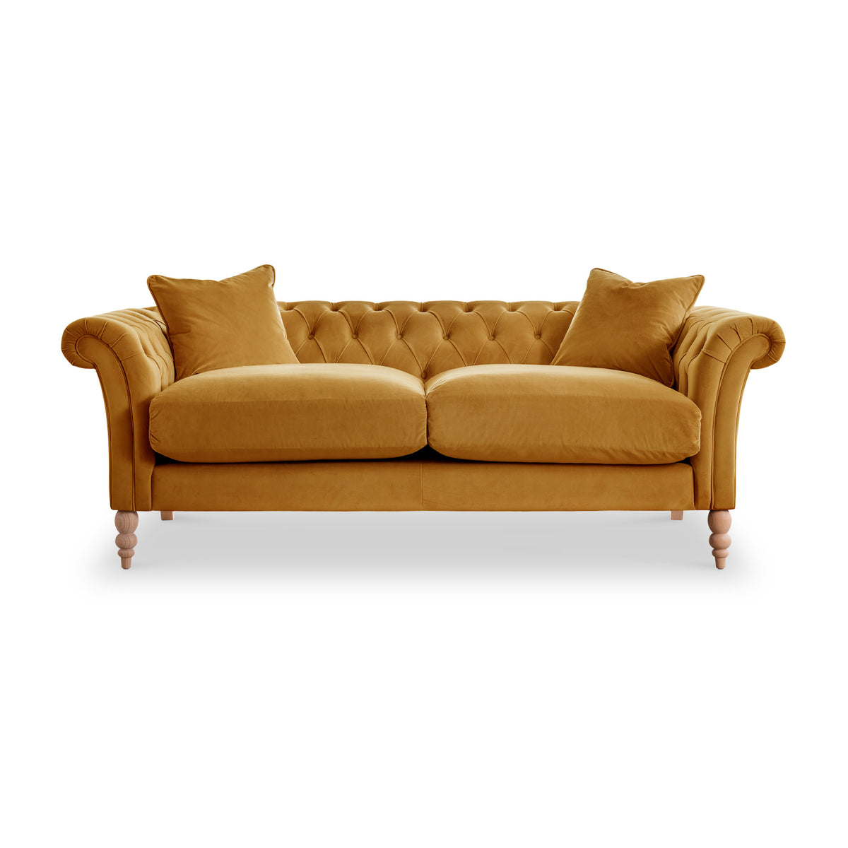 Balmoral Ochre Velvet Chesterfield 3 Seater Sofa from Roseland Furniture